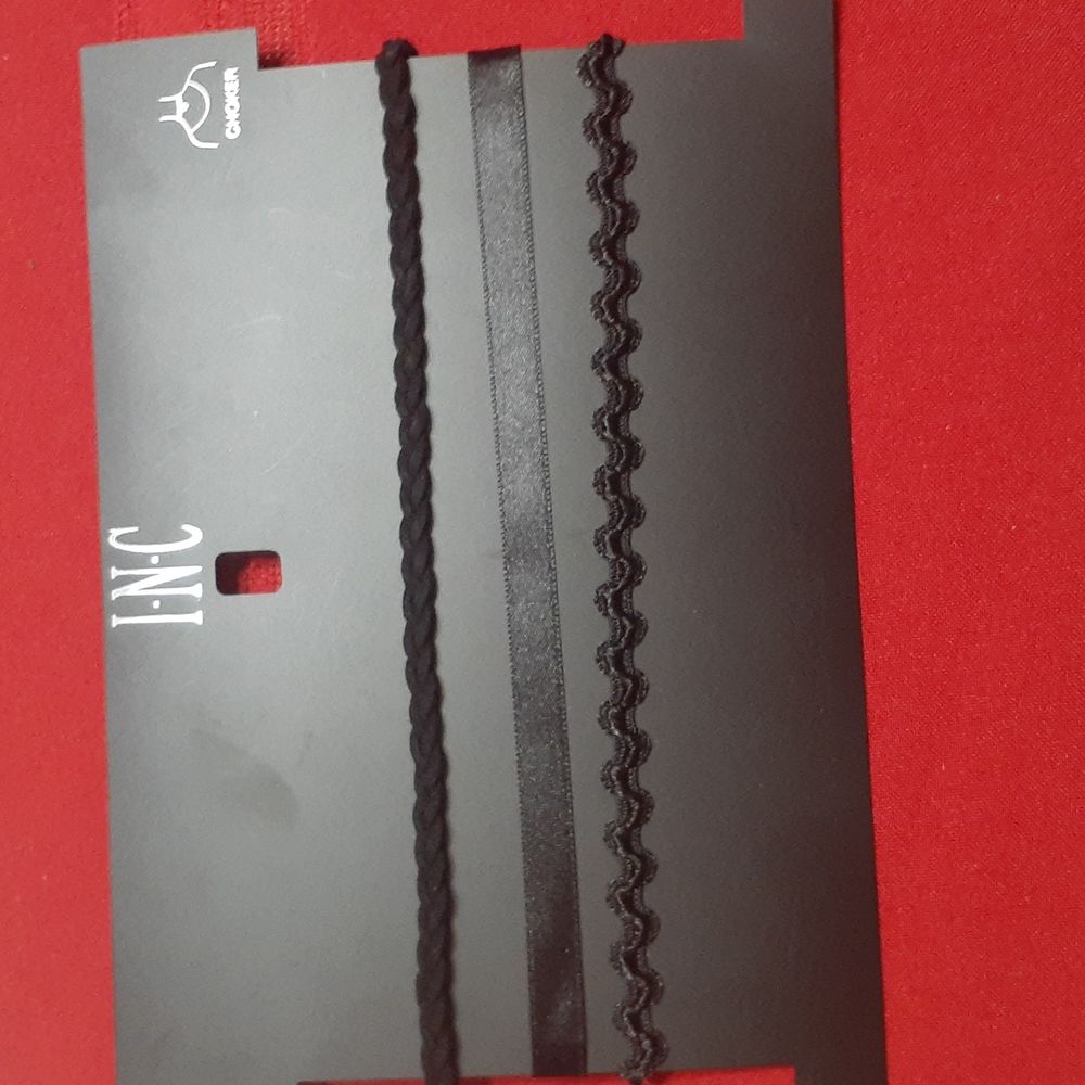 INC Black Choker Necklace Set of 3 NWT